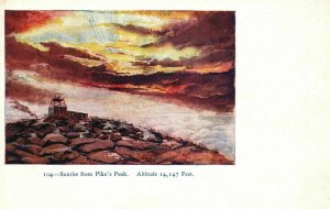 Denver CO-Colorado, Sunrise from Pike's Peak, Vintage Postcard