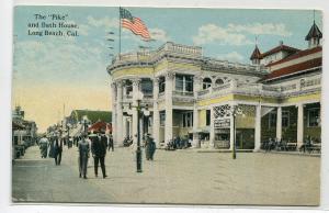 The Pike Midway & Bath House Long Beach California 1921 postcard