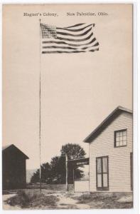Hagner's Colony Stars & Stripes Flag Flagpole New Palestine Ohio 1910c postcard