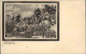 Ellsworth Maine ME JA Thompson Winter Scene Vintage Postcard