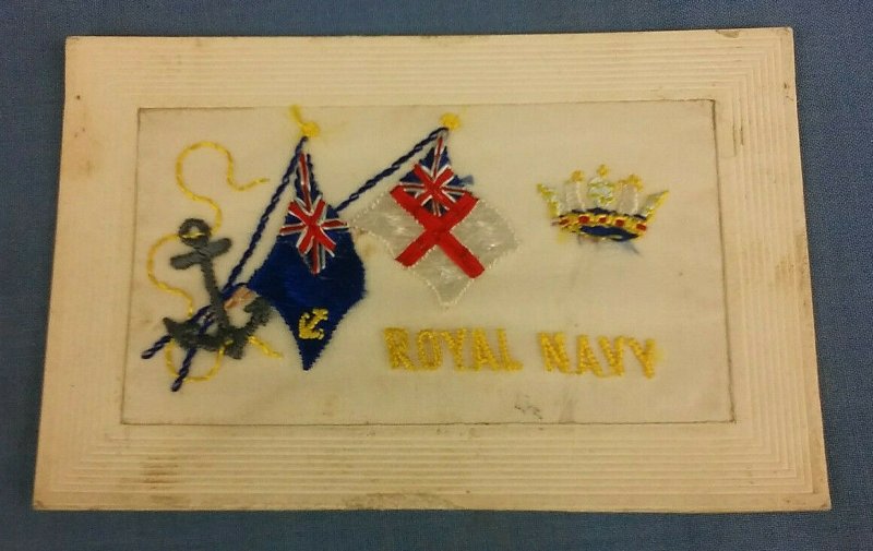 WW1 EMBROIDERED SILK POSTCARD ROYAL NAVY  D1