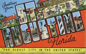 Greetings From St. Augustine Florida FL Large Letter Postcard E1