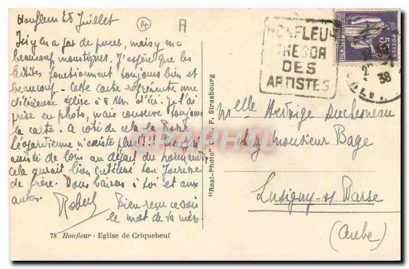 Postcard Old Church Honfleur Criquebeuf