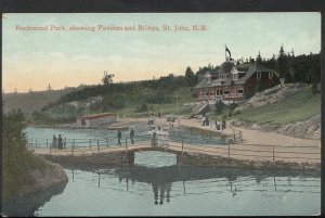 Canada Postcard - Rockwood Park, Showing Pavilion & Bridge, St John, N.B - U1730