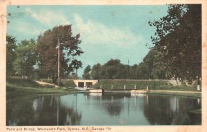 Vintage Postcard 1951 Pond and Bridge Wentworth Park Sydney Nova Scotia Canada