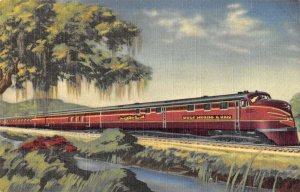 Gulf Mobile and Ohio Streamliner Train Linen Vintage Postcard AA35630