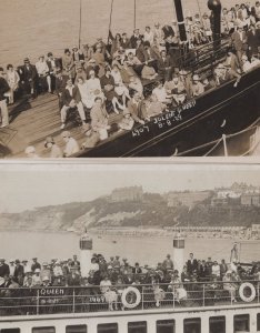 Jolent Queen Ship Boat Trips 2x 1929 Real Photo Old Postcard s