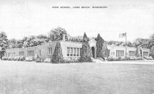 Long Beach Mississippi High School Street View Antique Postcard K34029