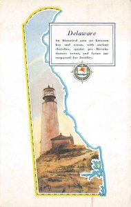 NEW CASTLE DELAWARE LIGHTHOUSE MOBIL GAS TOURISM ADVERTISING POSTCARD 1940