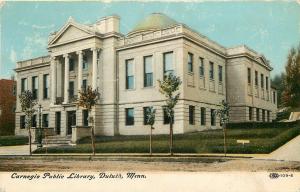 Duluth MN~Pillars & Dome~Carnegie Public Library~New Trees~1908 Postcard