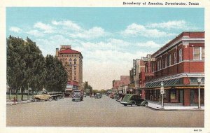 Postcard Broadway of American Sweetwater Texas