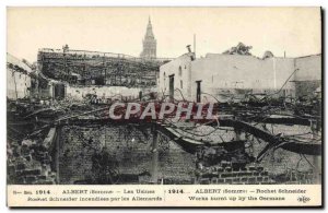 Old Postcard Army Albert Robert Schneider Factories burned by the Germans