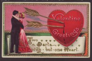 Valentine's Greetings,Couple,Hearts,Arrows Postcard 
