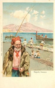 Postcard C-1905 Napoli Italy Fishermen Harbor undivided 23-3024