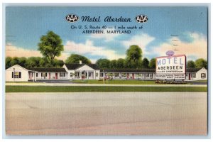 1954 Motel Aberdeen Roadside Aberdeen Maryland MD Posted Vintage Postcard