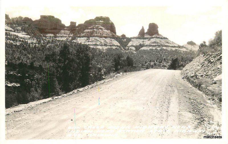 1930s Oak Creek highway Indian Head Station SEDONA Frasher real photo 5019