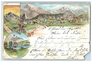 1901 Lansersee Lanserkopfe Mountain in Tux Alps in Austria Multiview Postcard