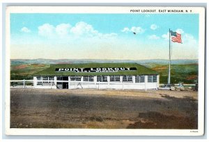 c1930's Point Lookout View Flag East Windham New York NY Vintage Postcard