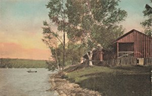 WALLOON LAKE MICHIGAN~FT WAYNE CAMP-CABINS ON LAKE~1920 ALBERTYPE PHOTO POSTCARD