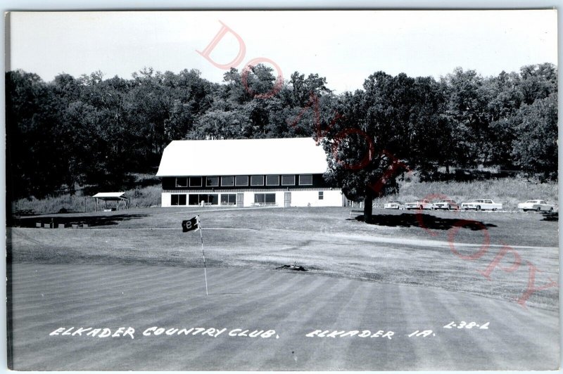 c1960s Elkader, IA RPPC Golf Country Club Parked Cars Lovely Real Photo PC A110