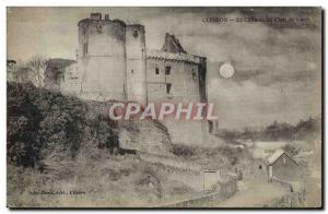 Old Postcard Clisson The castle in the moonlight