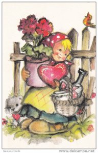 AS: Bonnie, Little Girl Carrying a Flower Pot, Box of Chocolates in a Shape o...