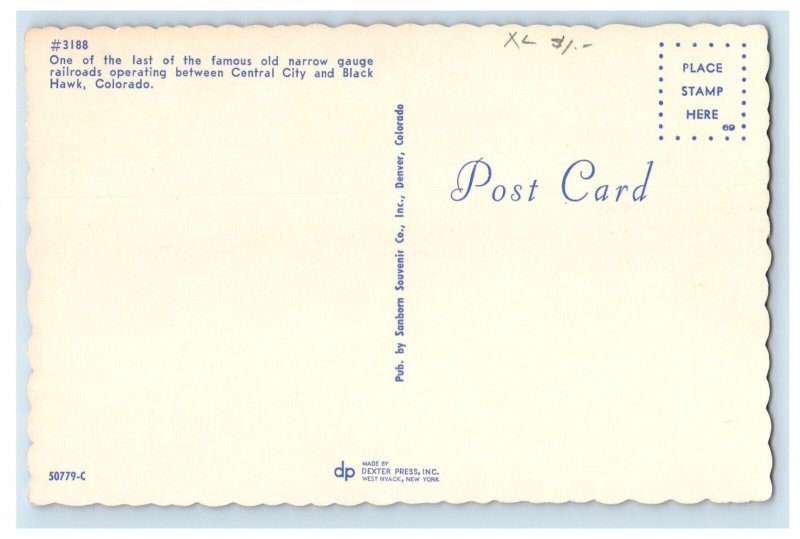 Old Narrow Gauge Railroads Operating Between Central City Black Hawk CO Postcard