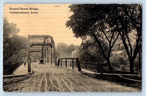 Independence Iowa IA Postcard Second Street Bridge Exterior 1914 Vintage Antique