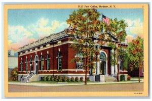 c1940 US Post Office Building Exterior Hudson New York Vintage Antique Postcard 