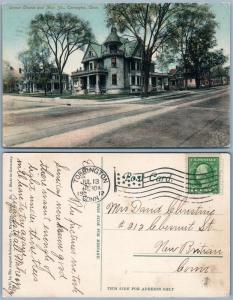 TORRINGTON CT CORNER CHURCH & MAIN STREETS 1912 ANTIQUE POSTCARD