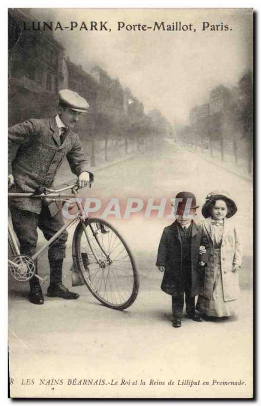 Old Postcard Luna Park Paris Porte Maillot Dwarves Bearnais King and Queen of...