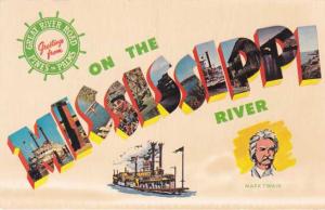 Greetings from the Great River Road On the Mississippi River Chrome Large Letter