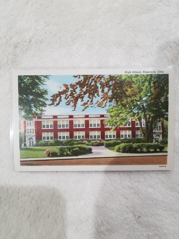 Antique Postcard, High School, Napoleon, Ohio