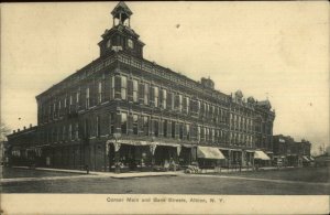 Albion NY Main & Bank Sts c1910 Postcard