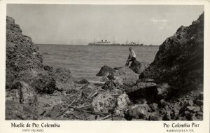 colombia, PUERTO COLOMBIA, Muelle, Dock Steamers (1950s) RPPC Postcard