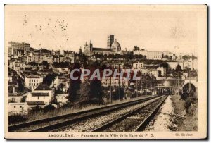 Angouleme Old Postcard Panorama of the City of PO line train