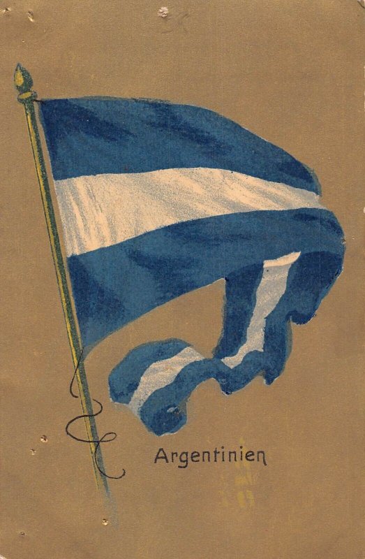 A191 Argentina Argentinien Flag vintage postcard