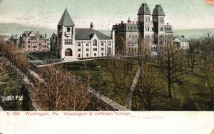 Vintage Postcard 1907 Washington Jefferson College School Building Pennsylvania