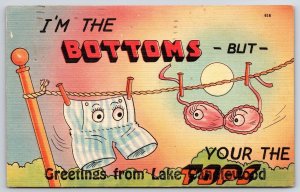 1949 Greetings From Lake Candlewood Connecticut Hanging Bottoms Posted Postcard