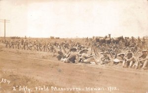 RPPC 2ND INFANTRY SCHOFIELD BARRACKS HAWAII MILITARY REAL PHOTO POSTCARD (1912)