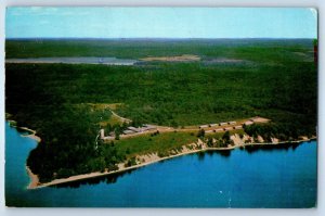 1950 Machias Maine ME Vintage Postcard Camp Techwood Aerial View Gardner Lake