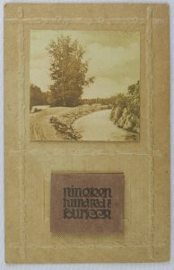 Dirt Road Follows Flow of River - 1914 Foldout Calendars - Vintage Postcard