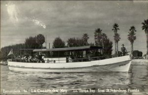 Pleasure Boat to La Cucaracha Key From St. Petersburg FL Real Photo Postcard