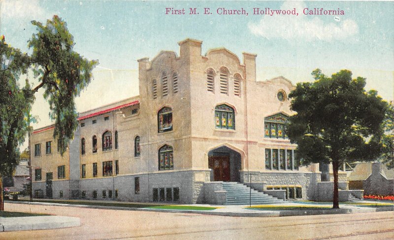 G26/ Hollywood California Postcard c1910 First M.E. Church Building