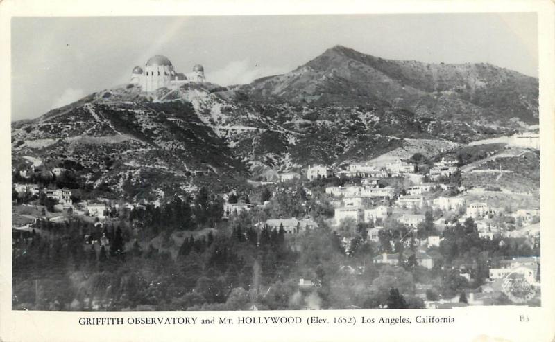 Frashers RPPC Griffith Observatory & Mt. Hollywood showing Houses Los Angeles CA