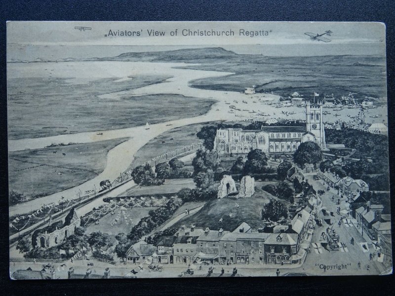 Dorset CHRISTCHURCH REGATTA Aviators View c1911 Postcard by W. Tucker & Son