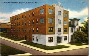 Vtg 1940s Good Samaritan Hospital Pottsville Pennsylvania PA Linen Postcard