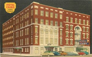 Abernathy autos Cairo Illinois Hotel Cairo roadside 1940s Postcard 6205