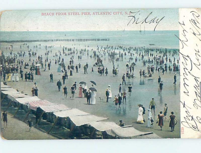 Pre-1907 BEACH SCENE Atlantic City New Jersey NJ A3646