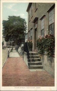 Nantucket Mass MA Union Street Home Marshall Gardiner Vintage Postcard